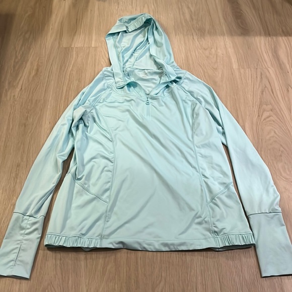 Aqua Hooded Quarter Zip Long Sleeve Top - Picture 2 of 12